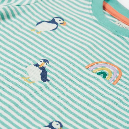 Little embroidered puffin applique t shirt