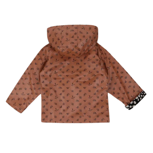 Bird print raincoat - terracotta