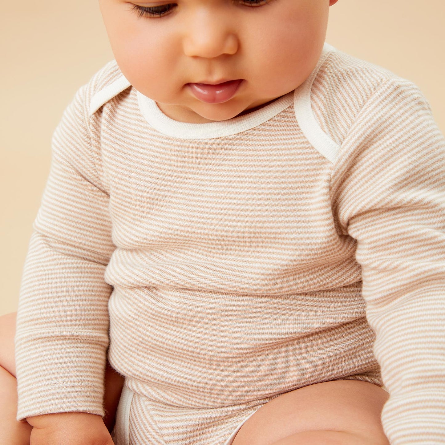 Long sleeve bodysuit - oatmeal stripe