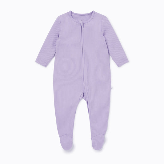 Ribbed double zip sleepsuit - lilac