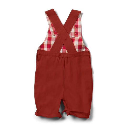 Burnt ochre pocket shortie dungarees