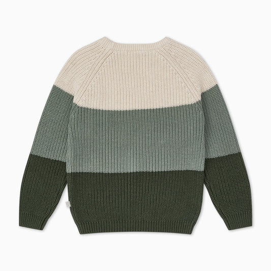 Chunky knit colourblock jumper - green - Borro - rent baby kids clothes