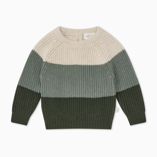 Chunky knit colourblock jumper - green - Borro - rent baby kids clothes