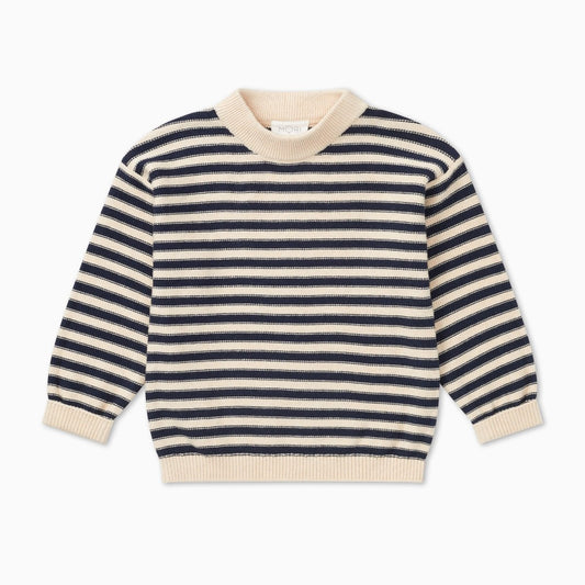 Chunky knit striped jumper - navy - Borro - rent baby kids clothes