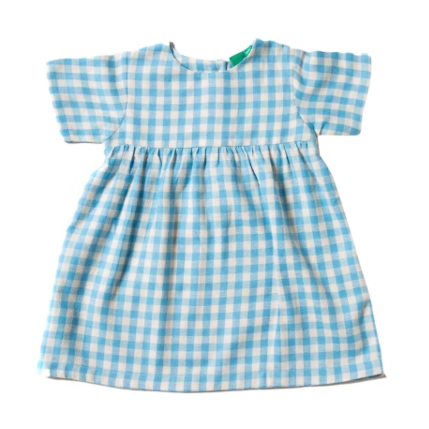 Corn silk blue check summer days dress