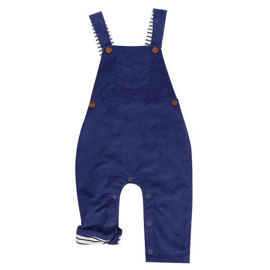 Navy cord dungarees front
