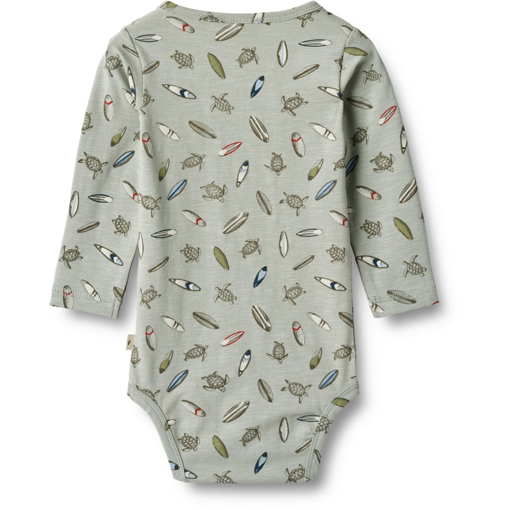 Freddie long sleeve bodysuit - turtle surf