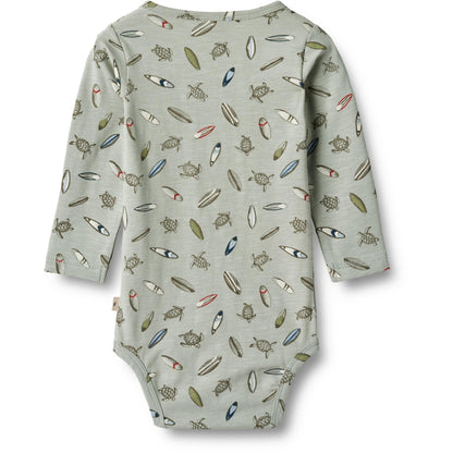 Freddie long sleeve bodysuit - turtle surf