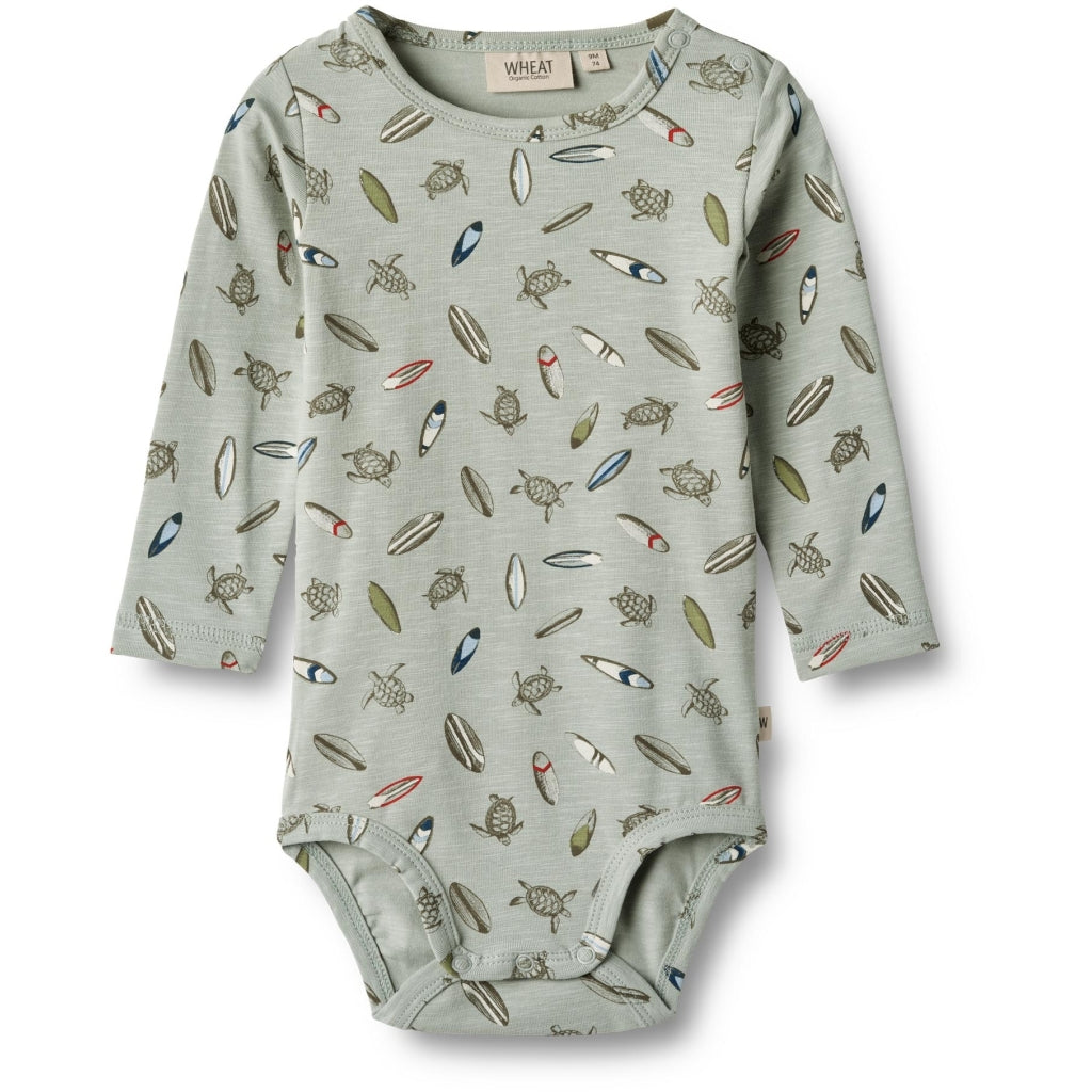 Freddie long sleeve bodysuit - turtle surf