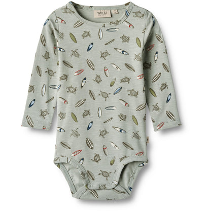 Freddie long sleeve bodysuit - turtle surf