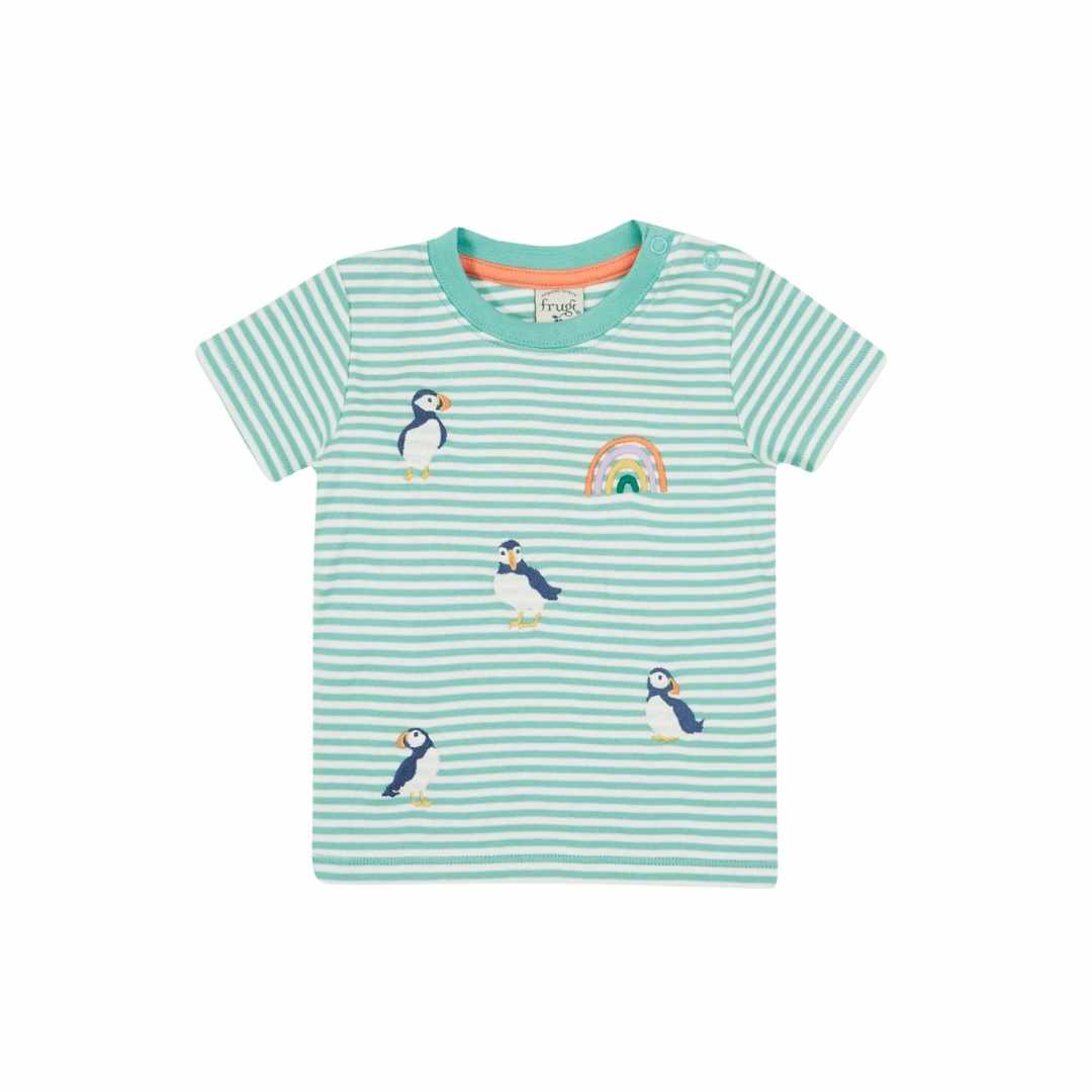 Little embroidered puffin applique t shirt