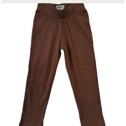 Neutral ribbed leggings - chocolate