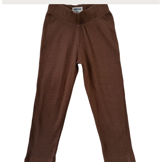 Neutral ribbed leggings - chocolate