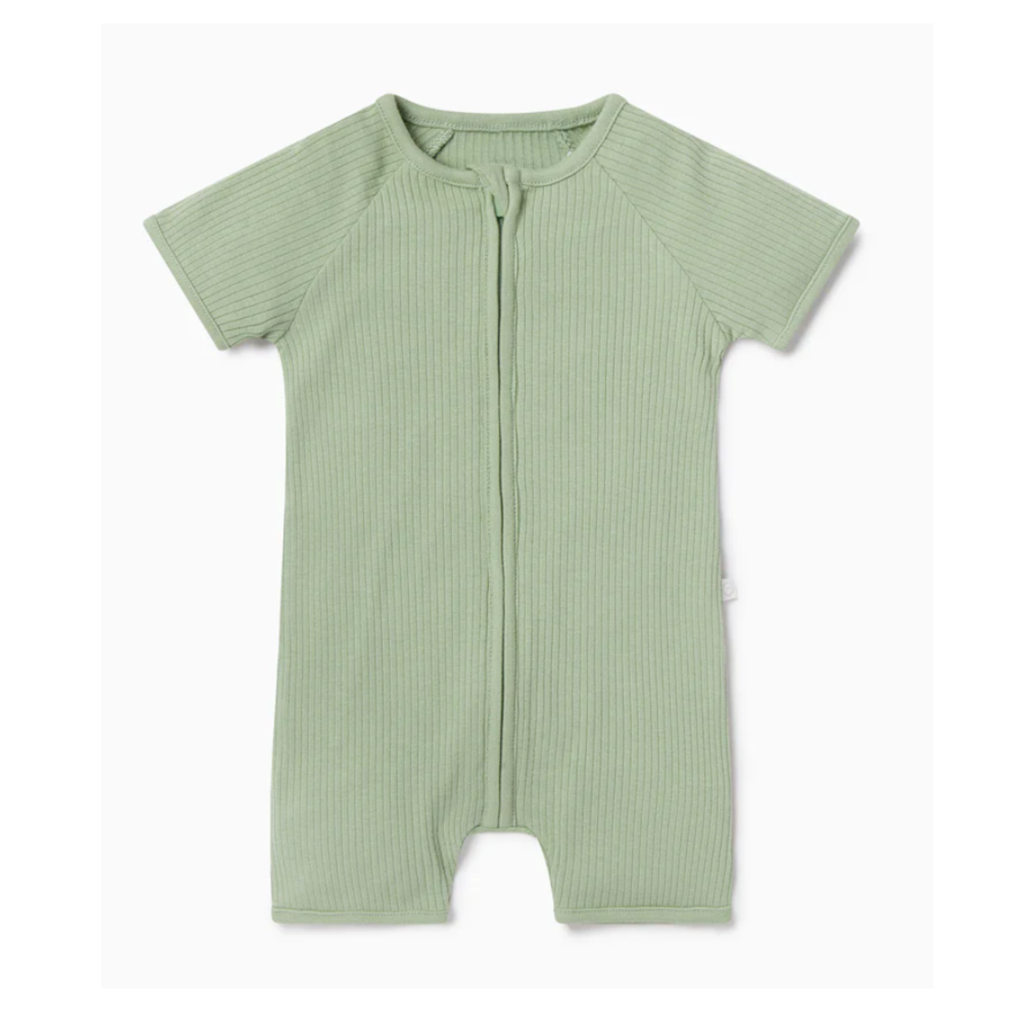 Ribbed zip summer sleepsuit - sage