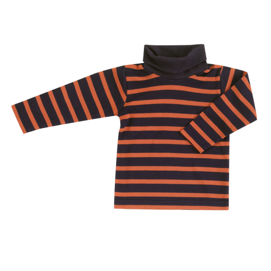 Stripe polo long sleeve top - orange