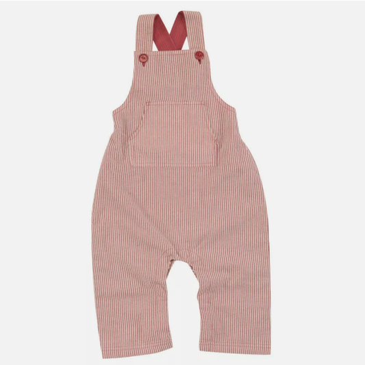 Baby seersucker dungarees - pink