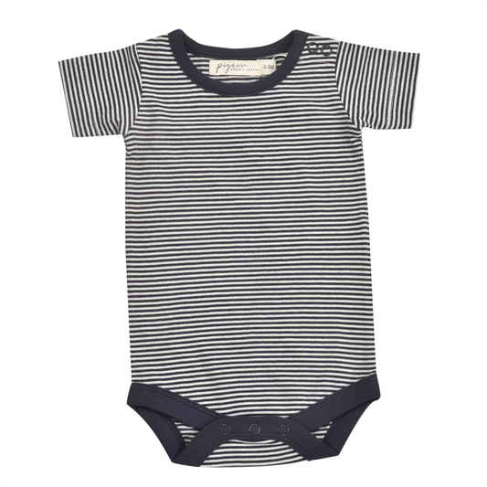 Navy stripe short sleeve bodysuit