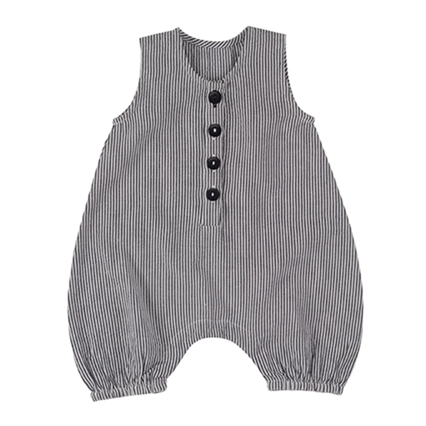 Ticking stripe romper navy