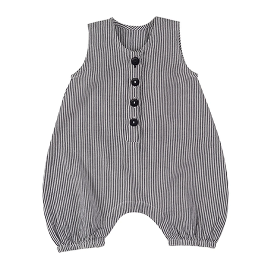 Ticking stripe romper navy