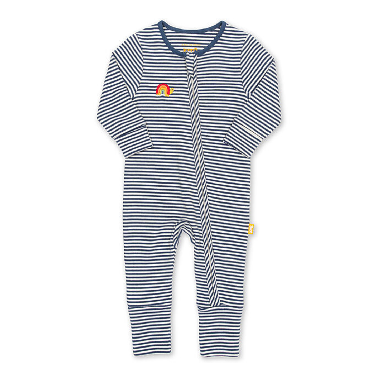 Navy stripe zip-up romper