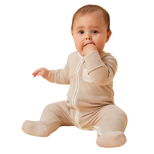 Double zip sleepsuit - brown stripe