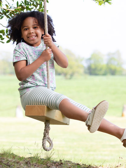 Stripy pedal pushers - sage