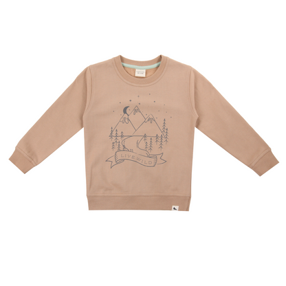 Mountain scene motif sweatshirt