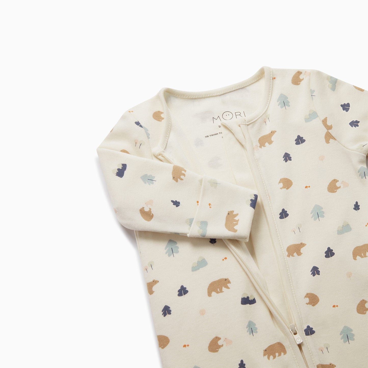 Bear print double zip sleepsuit