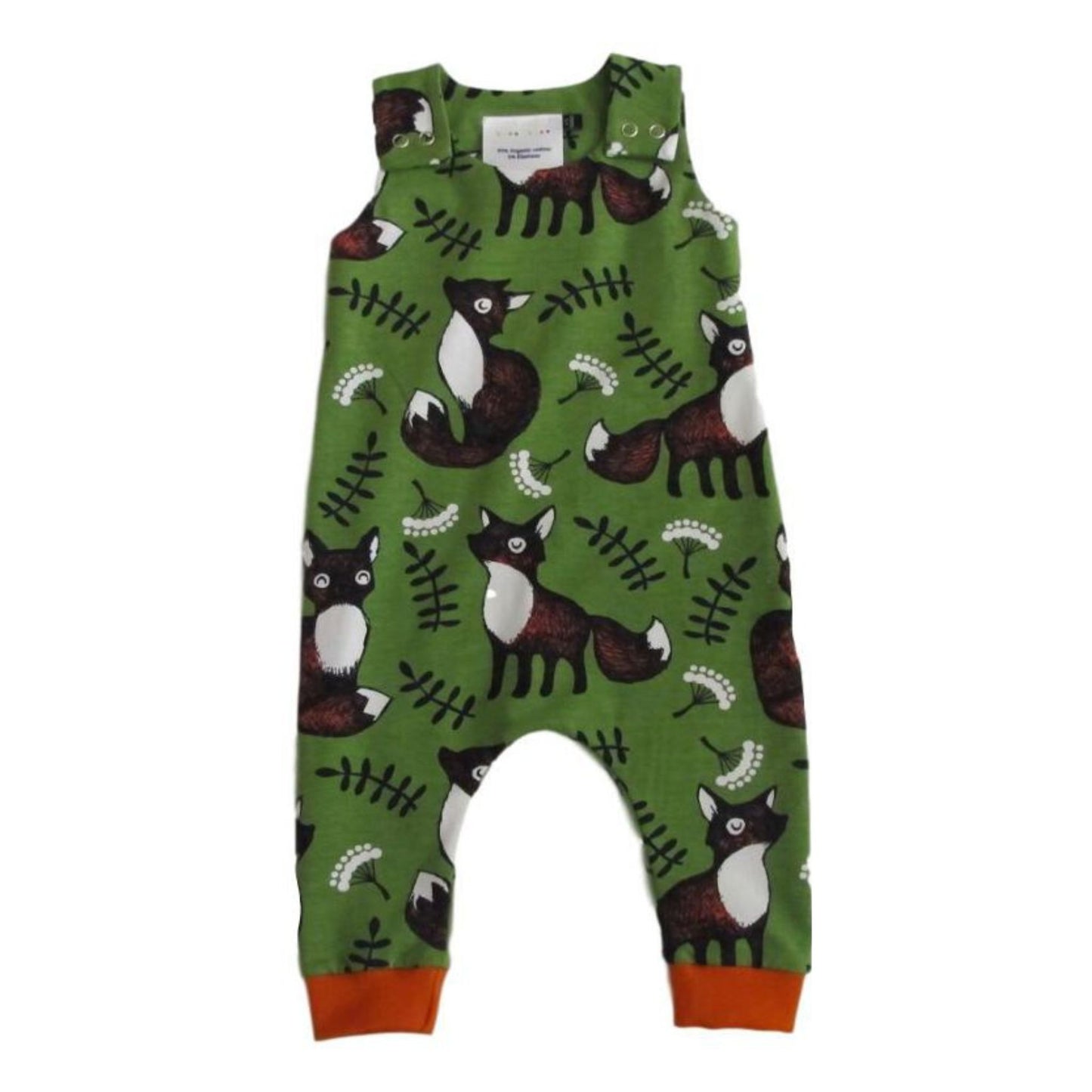 Foxes on green romper