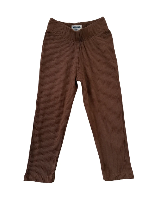 Neutral ribbed leggings - chocolate