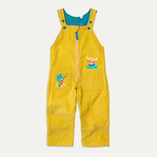 Yellow Cord Dungarees: Highland Cow