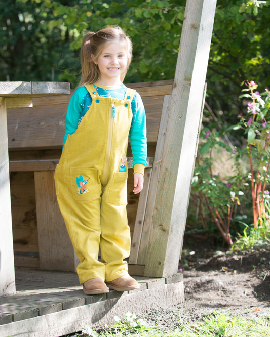Yellow Cord Dungarees: Highland Cow