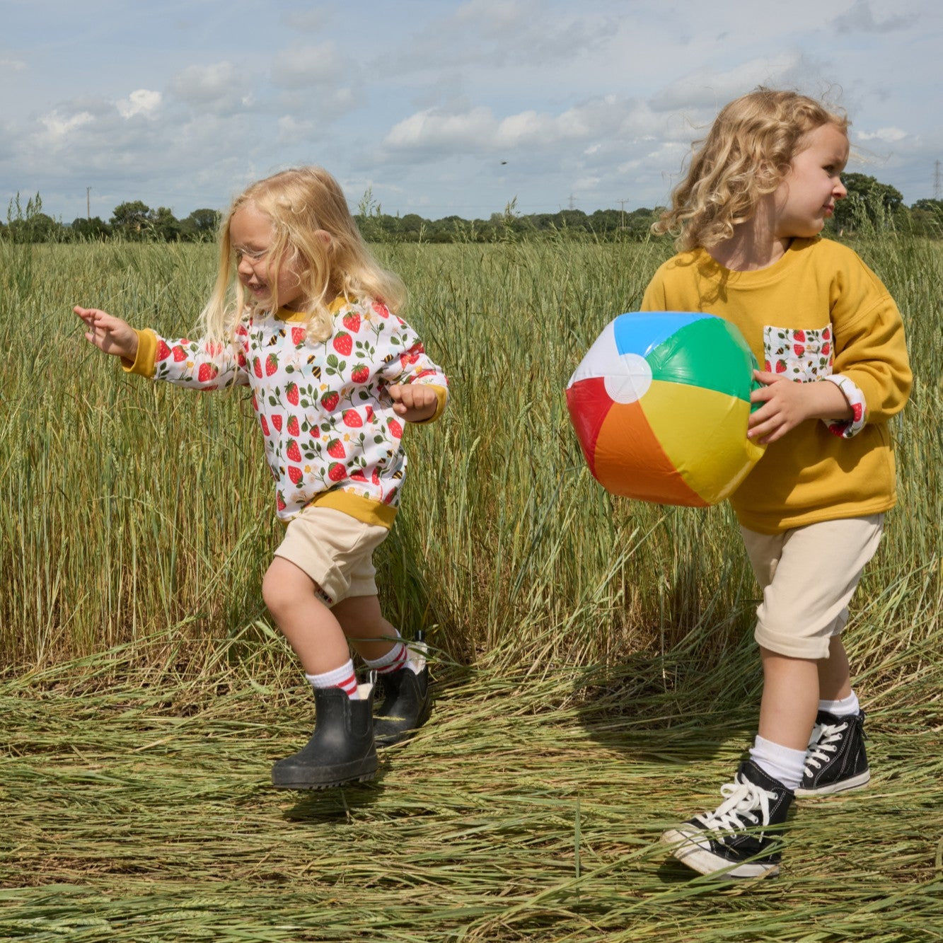 Strawberry fields honey reversible sweatshirt