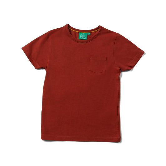Burnt ochre organic pocket short sleeve t-shirt