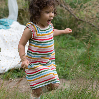 Rainbow striped pocket playdays dress
