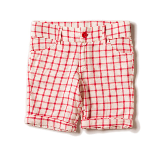 Red check sunshine shorts