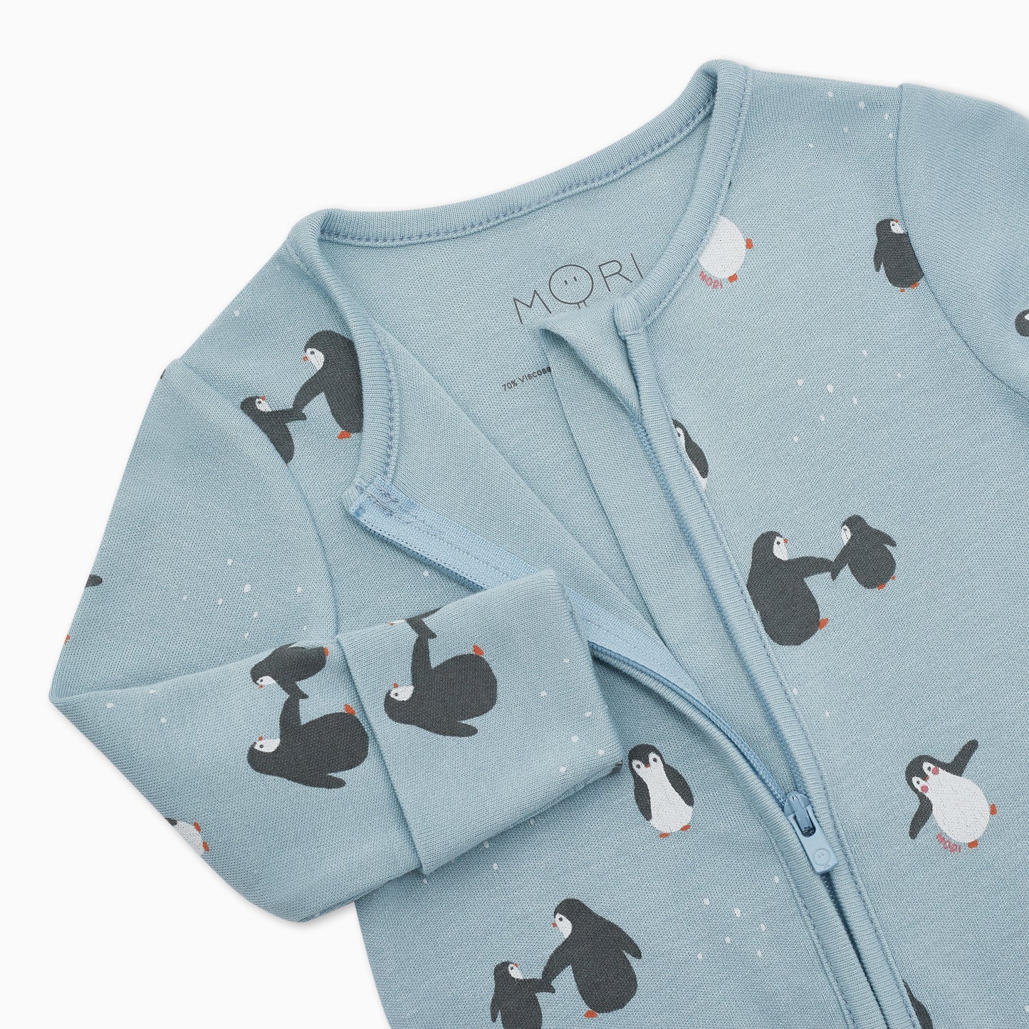 Penguin print double zip sleepsuit