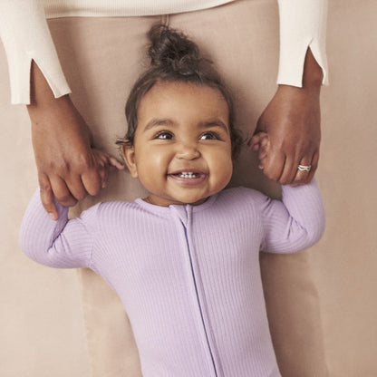 Ribbed double zip sleepsuit - lilac
