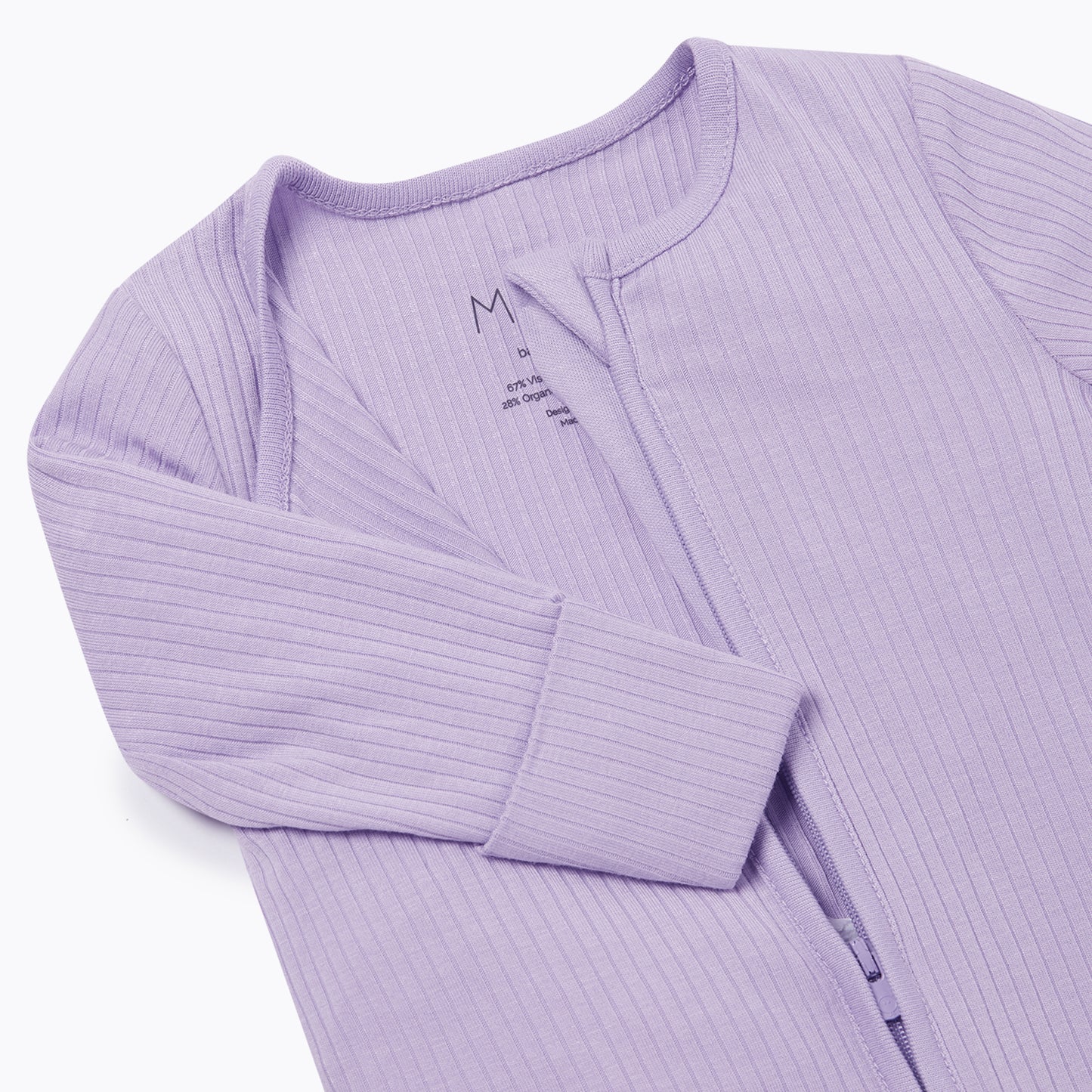 Ribbed double zip sleepsuit - lilac
