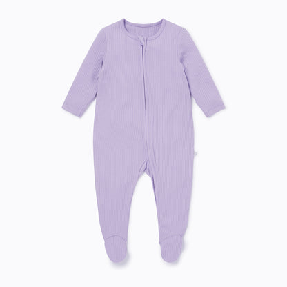 Ribbed double zip sleepsuit - lilac