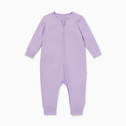 Ribbed double zip sleepsuit - lilac