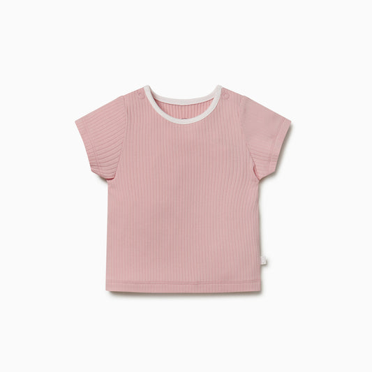 Ribbed short sleeve t-shirt - rose