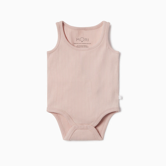 Ribbed sleeveless bodysuit - blush