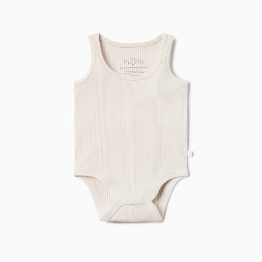 Ribbed sleeveless bodysuit - ecru