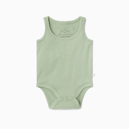 Ribbed sleeveless bodysuit - sage