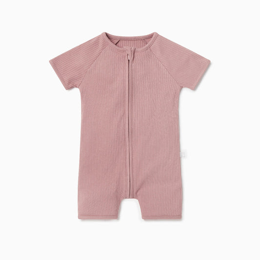 Ribbed zip summer sleepsuit - rose - resale