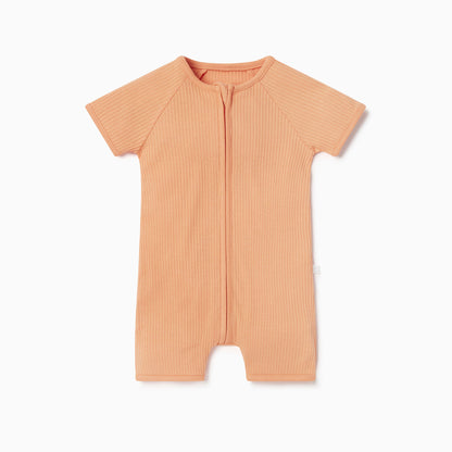 Ribbed zip summer sleepsuit - orange