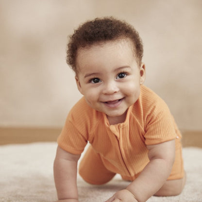 Ribbed zip summer sleepsuit - orange