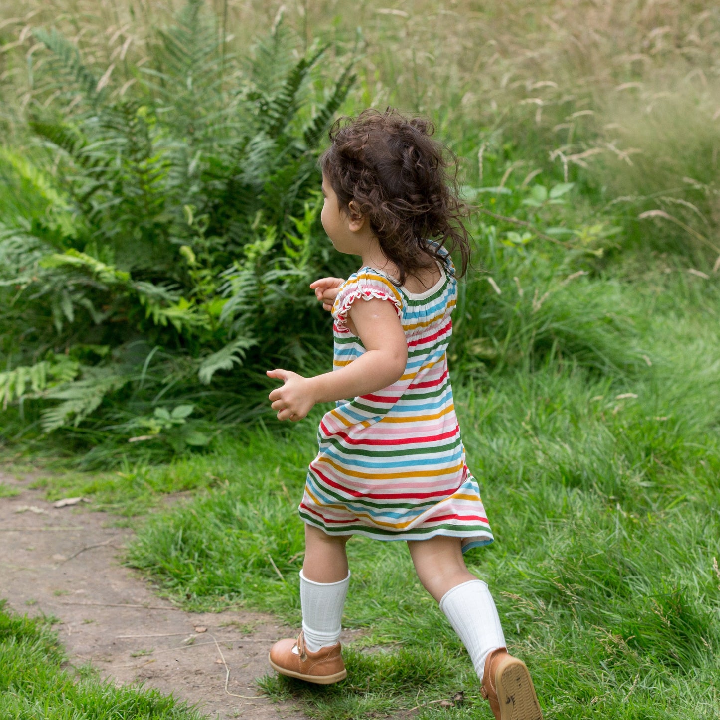 Rainbow striped pocket playdays dress