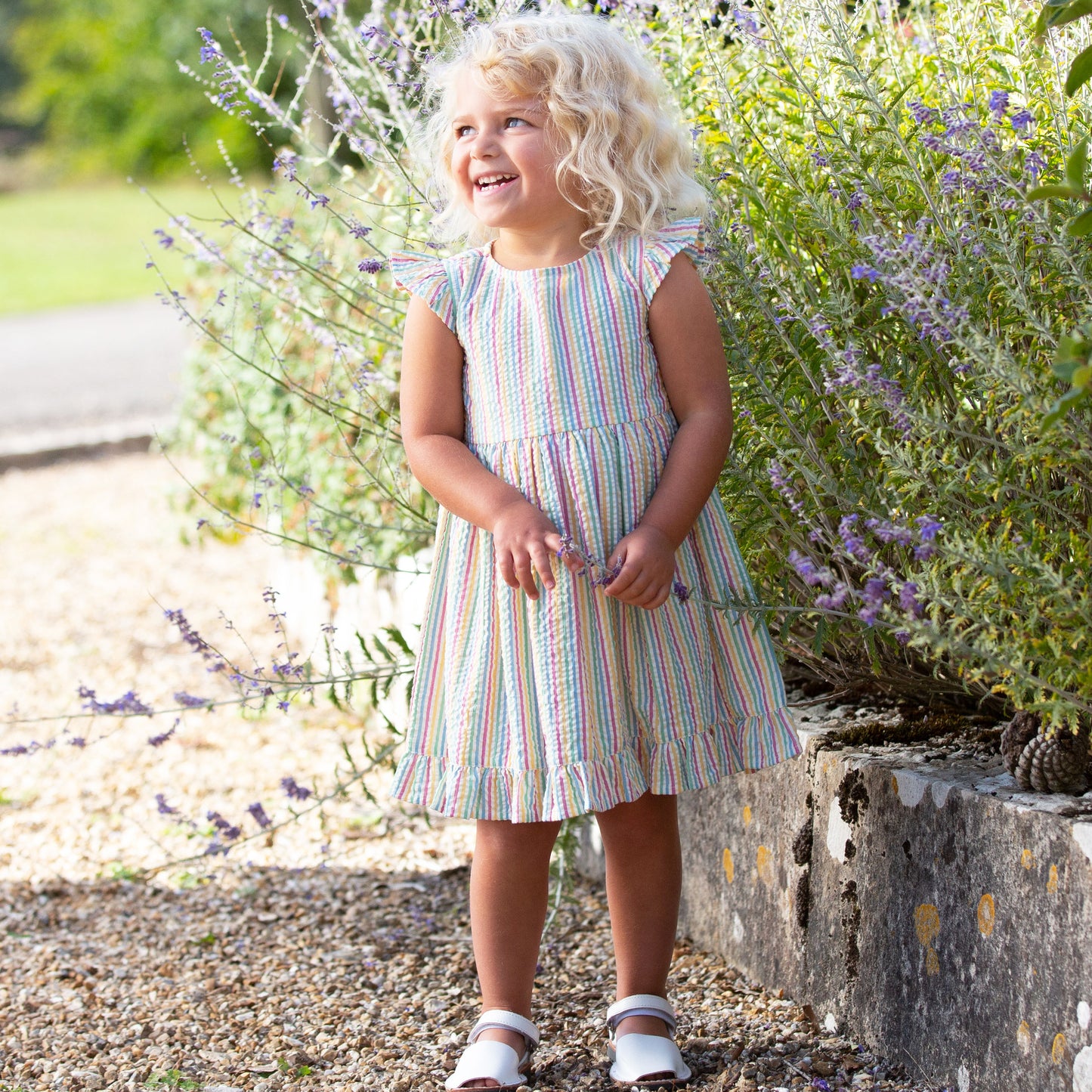 Seersucker frill dress